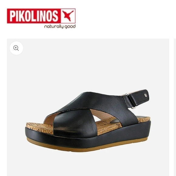 Pikolinos Mykonos Leather and Bohemian Lightweight Cork Wedge Slingback Sandal - Picture 3 of 10